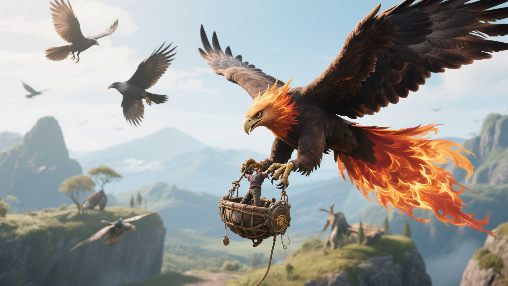 《帕鲁》新玩法：鸟不载人滑翔，那就让人被鸟抓着飞！